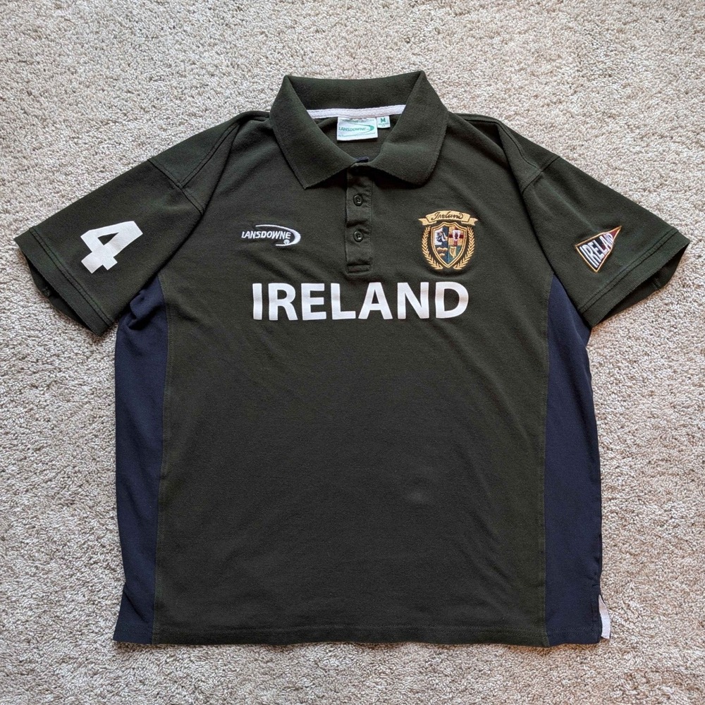 Lansdowne Ireland Embroidered Rugby Shirt Mens M Green